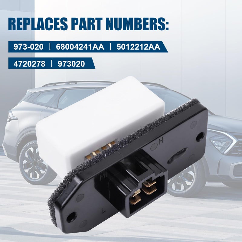 LCWRGS HVAC Fan Blower Motor Resistor for 1994-2008 Dodge Ram 1500 2500 3500 Pickup, 1993-1999 Jeep Grand Cherokee, Replaces 4720278, 973-020, 68004241AA, 5012212AA AC Heater Relay - Image 3